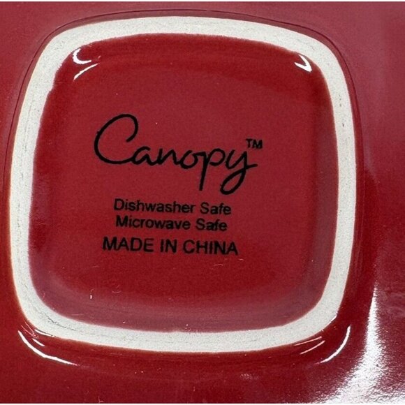 Home Trends CANOPY RED Cranberry Embossed Square Porcelain Salad Plates Set of 4 - Picture 10 of 16